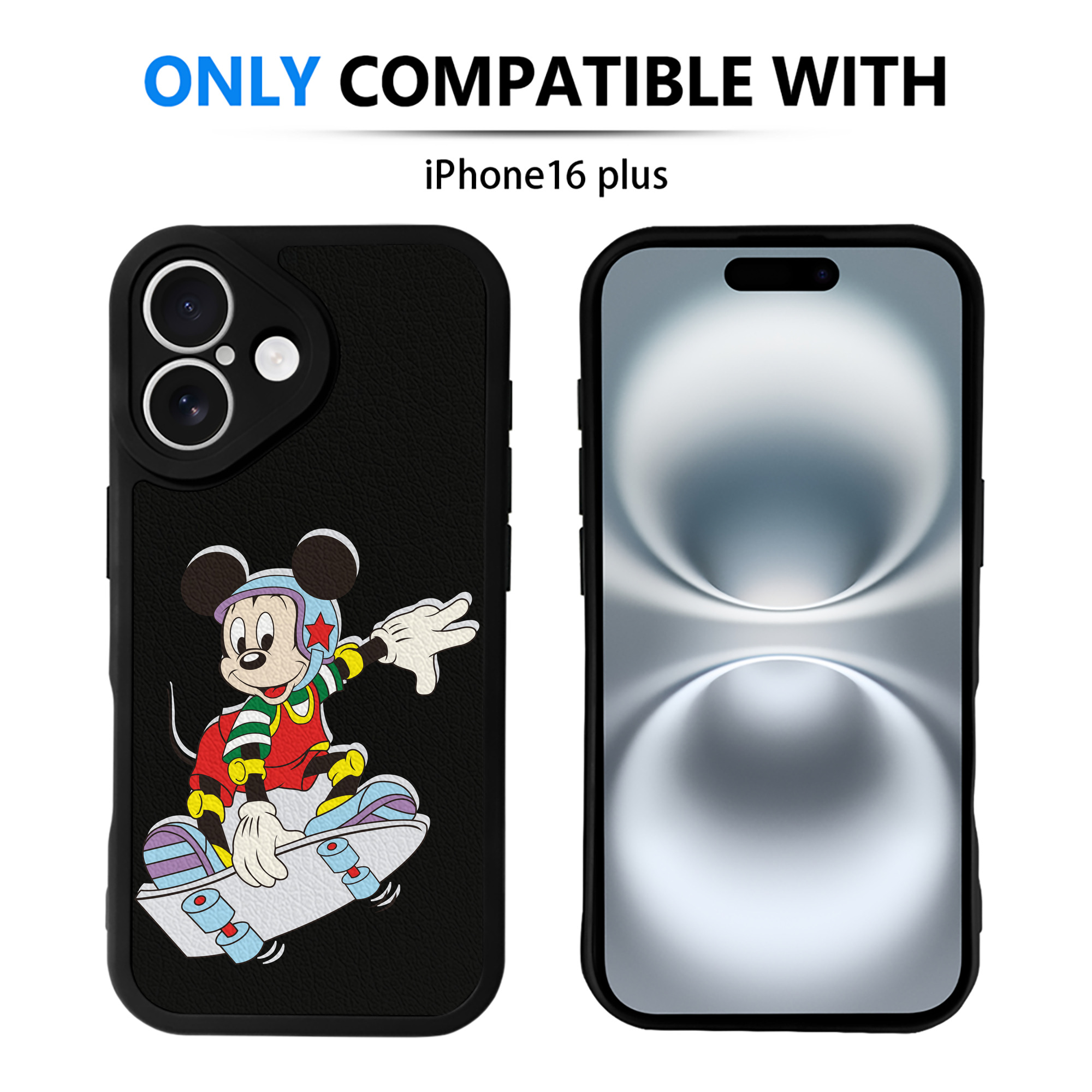 （画像用） ミッキーマウス Mickey Mouse 【iPhone 16シリーズ対応】シリコンスマホケース（レザー調） 材質：シリコン